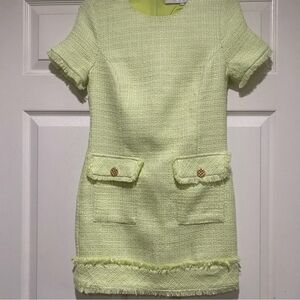 NWT ENDLESS ROSE XS Green Tweed Mini Dress 0 2 White Chanel Balmain Gold Buttons